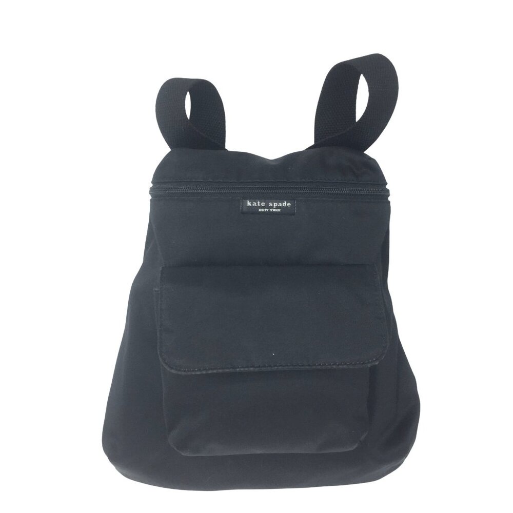 Kate Spade Womens S Black Quilted Nylon Textile Backpack Front Pocket
